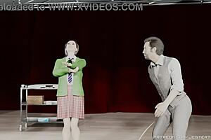 Animated spanking series scene with bdsm whipping humiliation