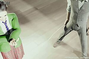 Animated spanking series scene with bdsm whipping humiliation