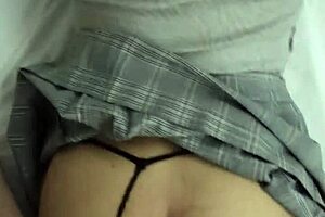 Schoolgirl in uniform visits hotel for adventure