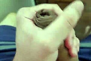 Young twink jerks big dick solo