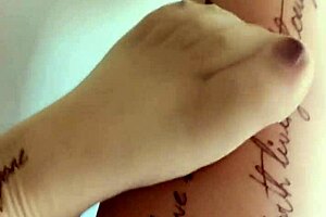 chinese beauty teases with stockings and feet