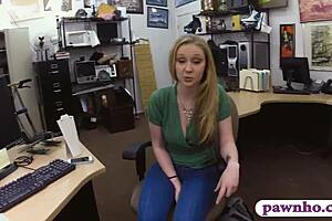 pretty blonde interacts with pawn man on hidden cam