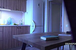 melissa main enjoys a nude breakfast while being spied on