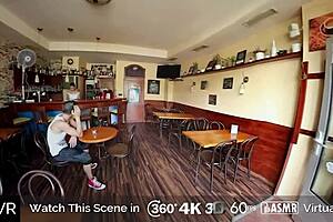 Horny Brunette In Holivr Cafe Gives Blowjob And Rides Big Cock Cowgirl Style