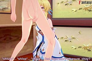 Traveler Lumine blowjob handjob Genshin Impact free.