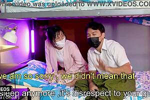 Cute Asian guest gets seduced by hotel owner while renting a room for the night.