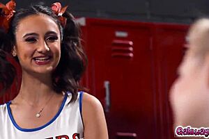 Eliza Ibarra and Coco Lovelock came out of the shower, lay on the floor in the locker room and then make intimate with each other