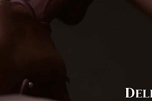 Sexy maid kira noir bends over to please customers with her petite tits and choking