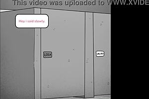 Bold MILF Janitor Instructs Shy Boy In Intense Public Washroom Sex Session