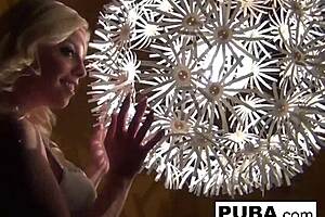 Sexy blonde teases with big tits in retro solo.