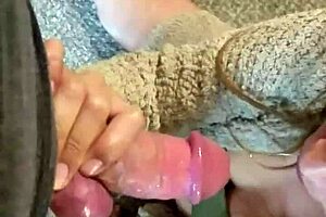 amateur milf kneels for intense blowjob