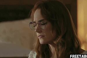 Lesbian couple lena paul explores hairy pussy and big tits