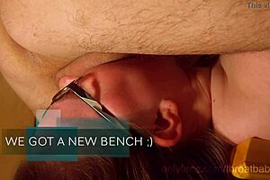 teen getting throat fucked rough over bench