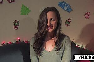 Lily shares her naughty Christmas fantasies and fulfills them by pleasuring herself in all her holes
