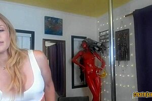 milf with nice tits dildo fucking and sucking on webcam