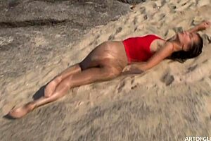 Monika in shiny pantyhose from artofgloss net