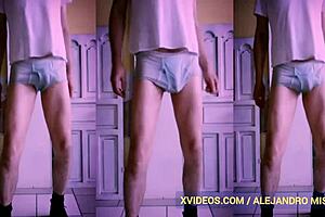 fetish lingerie on mature man in thong, alejandro mistral's gay solo video