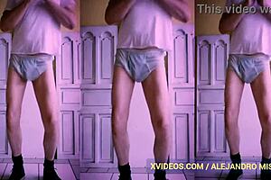 fetish lingerie on mature man in thong, alejandro mistral's gay solo video