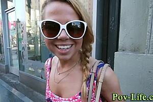 blonde teen takes monster cock in pov blowjob