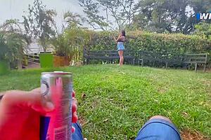 Public park fuck with condom removal