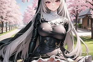 ai illustration of big tits anime hentai girl