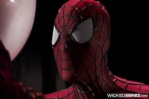 Blonde dani daniels rides big cock in spiderman parody scene