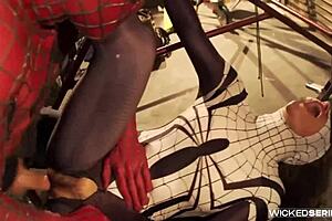 Blonde dani daniels rides big cock in spiderman parody scene