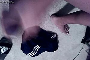 stroking big black cock before work