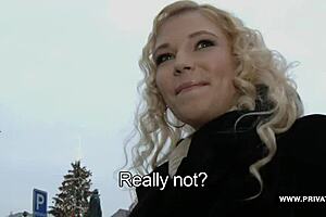 picking up czech blonde for public blowjob creampie