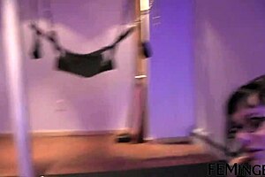 Feminge 4K: Black-Haired Mistress Engages with the Redhead in a Party Setting