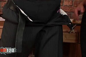 Blonde slut Kitty Jane engages in hardcore bisexual threesome fucking with monster cocks