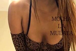 Ebony beauty mochalamulata teases with striptease, ripping lingerie for ass worship in stockings