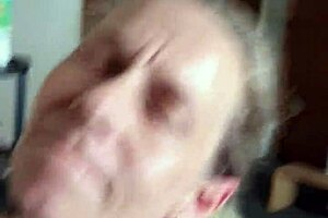 Old horny wife gets spit on her big tits