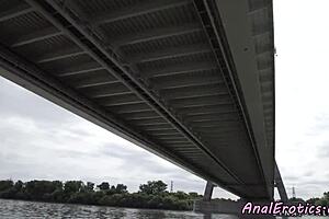 eurobabe gets butt fucked then rides cock outdoors