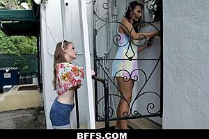 Three beautiful young women who got caught in the act and then picked up by a lucky man – Lilo Mai, Melody Marks and Alice Pink