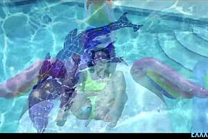 pixie riley jean gives blowjob to logan lucky by the pool.