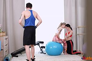 Monroe Fox and Rin White in Athletic Doggystyle Threeway Workout