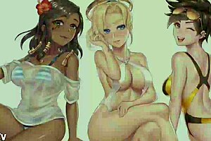 Nude cosplay of Overwatch characters HD compilation