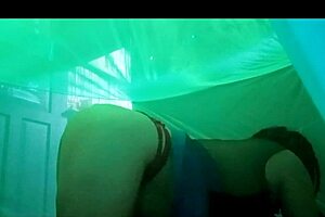 sexy mature stepmother waits in bed, touching her tits and big ass sensually to invite stepson for homemade sex.