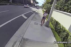 Fantastic Big Tits Giving a Blowjob Outdoors on a Sunny Day