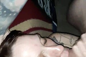 Wife gags on monster cock in pov face fucking