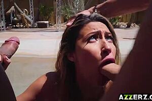 Seductive Jade Jantzen in hot outdoor threesome anal fuck