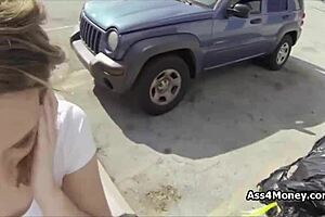 Fantastic Big Tits Giving a Blowjob Outdoors on a Sunny Day