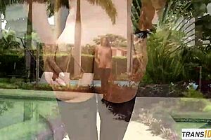 Busty Latina Tgirl In Outdoor Group Scene With Heels