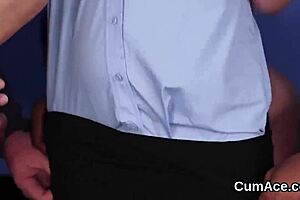 Hot Peach Gets Cum Shot On Her Face Swallowing All The Charge