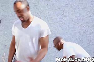 Busty milf had her hairy cunt pounded hard by two black cocks