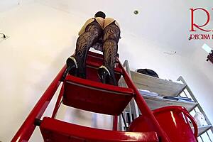 Cleaning Lady Without Panties Tidies Office in Pantyhose