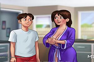 Summer adventure: Mother of game fondles her breasts