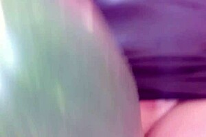 Hot day, legs wide, cucumber in pussy 😍