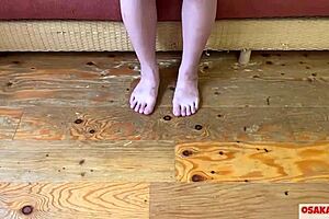 41-year-old wife in geisha cosplay rides wildly, gets outdoor blowjob and doggystyle, then masturbates shyly.